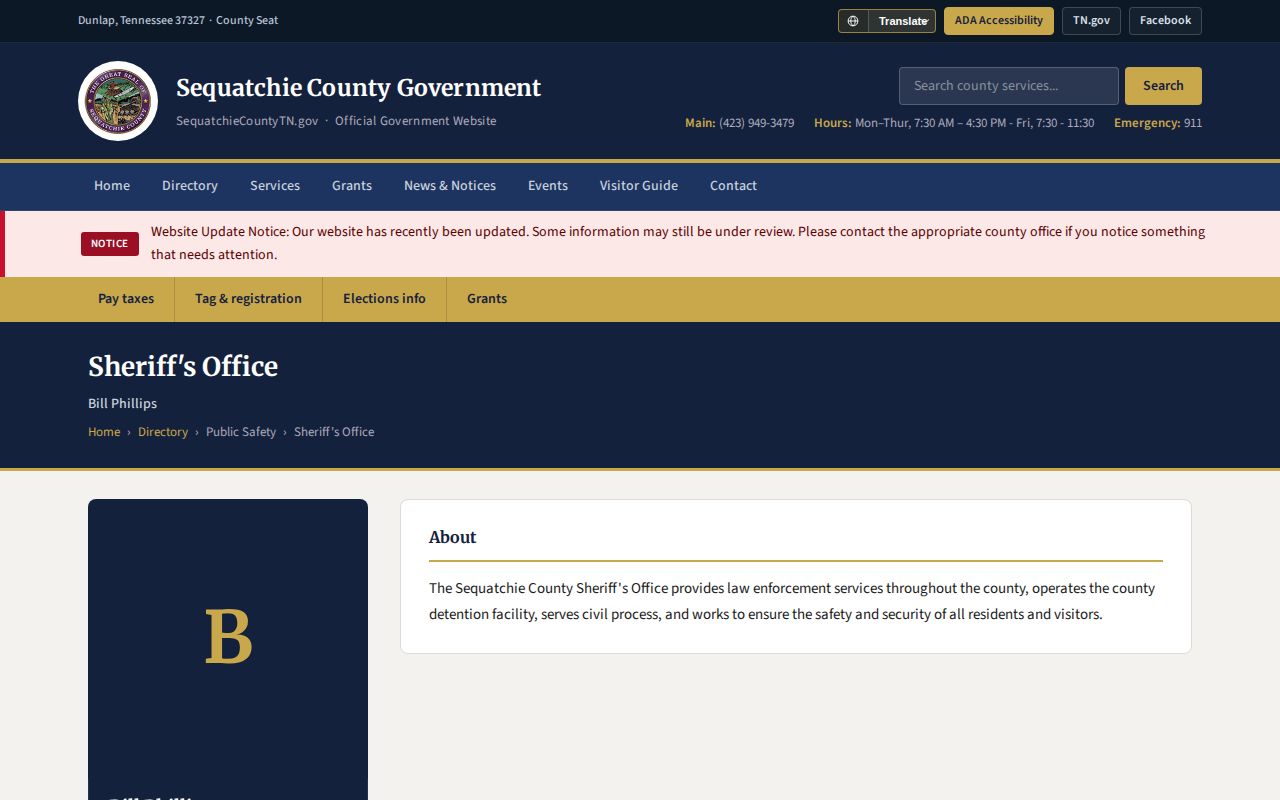 Official Sequatchie County Justice Center released inmate contact information
